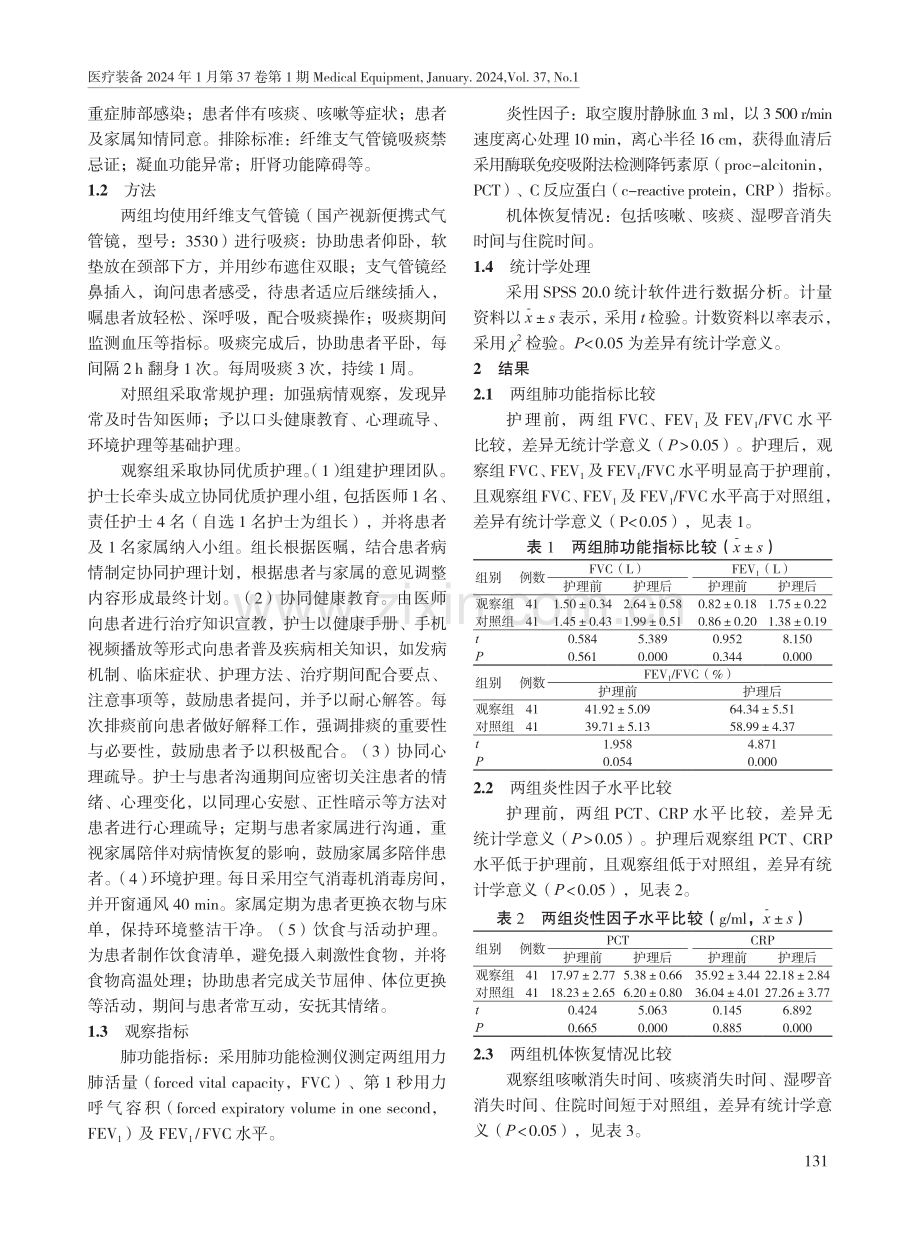 纤维支气管镜联合协同优质护理在重症肺部感染患者中的应用效果.pdf_第2页