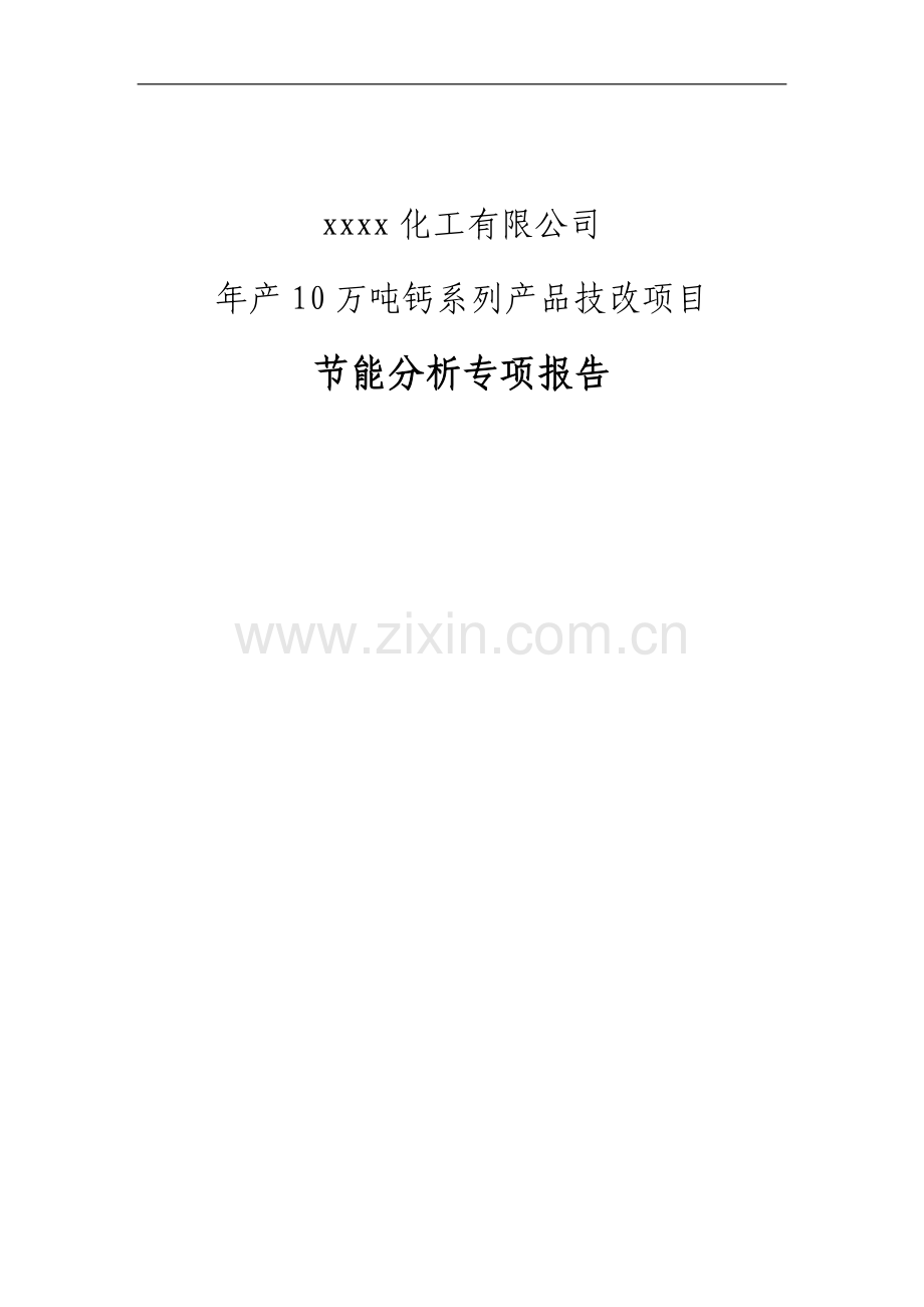 化工有限公司年产10万吨钙系列产品技改项目节能分析专项报告.doc_第1页