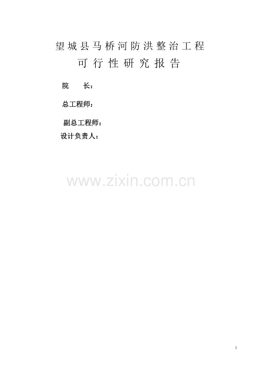 马桥河综合整治工程可行性研究报告91424386.doc_第1页