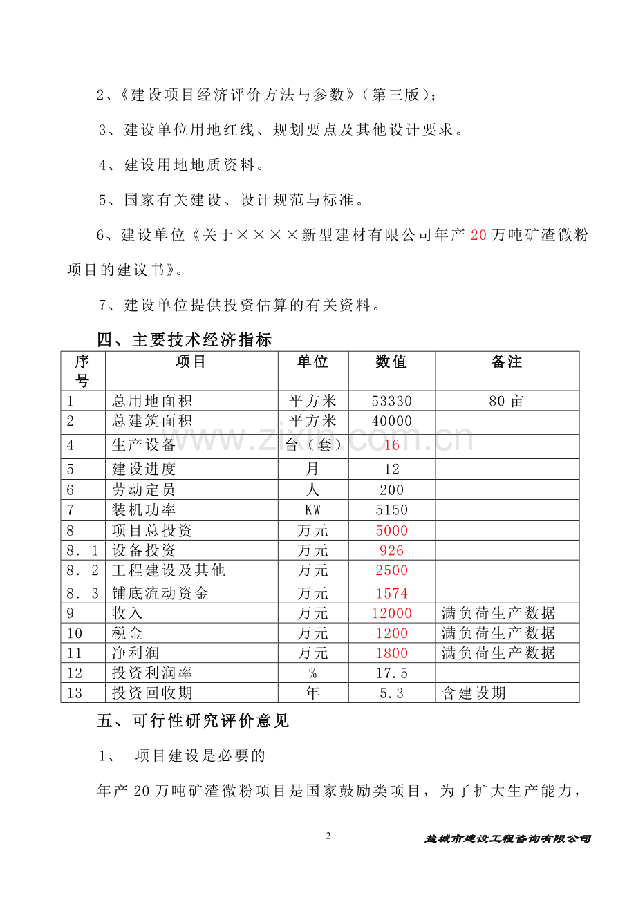 新型建材年产20万吨矿渣微粉项目可行性研究报告书.doc_第3页