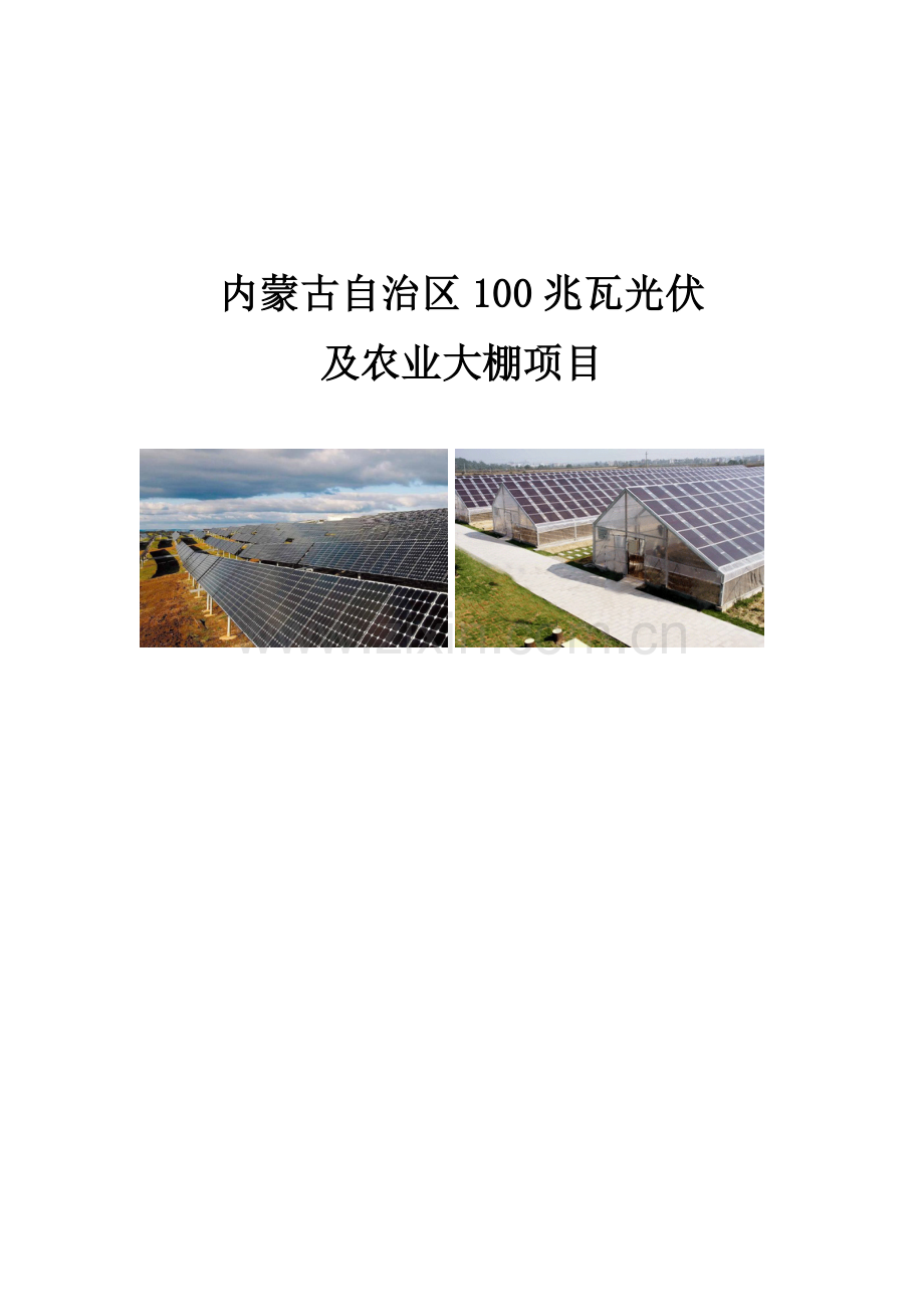 内蒙古自治区100兆瓦光伏及农业大棚项目建设可行性研究报告.doc_第1页