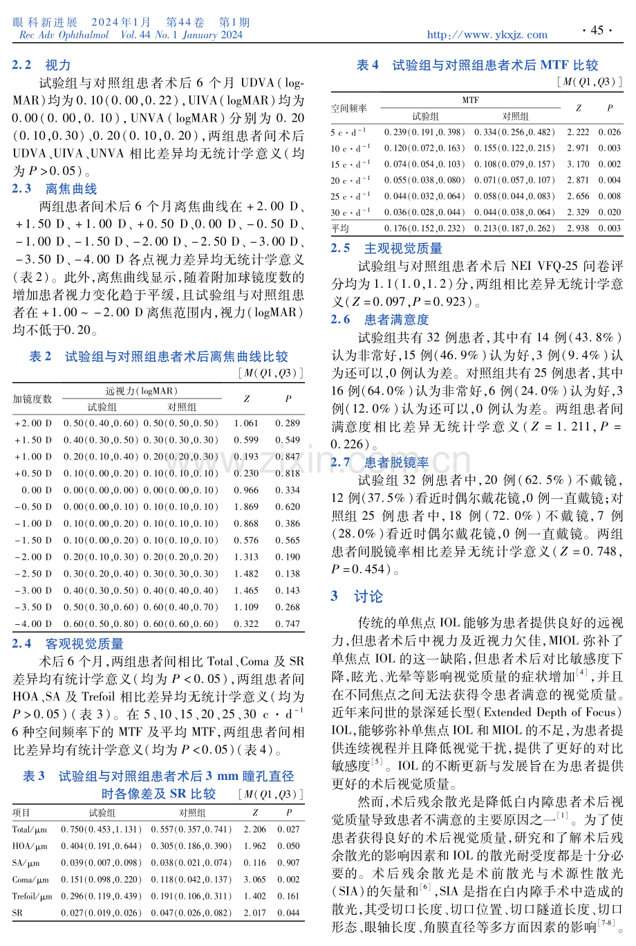 区域折射型人工晶状体植入术后角膜残余散光对患者视觉质量的影响.pdf_第3页