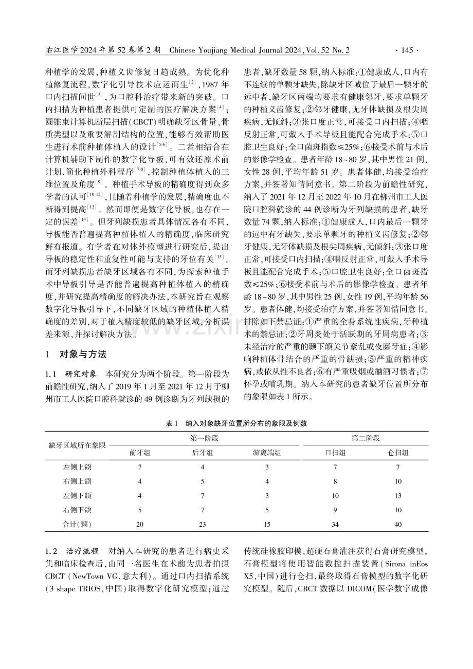 数字化导板引导下不同区域单颗牙种植的精确度分析.pdf_第2页