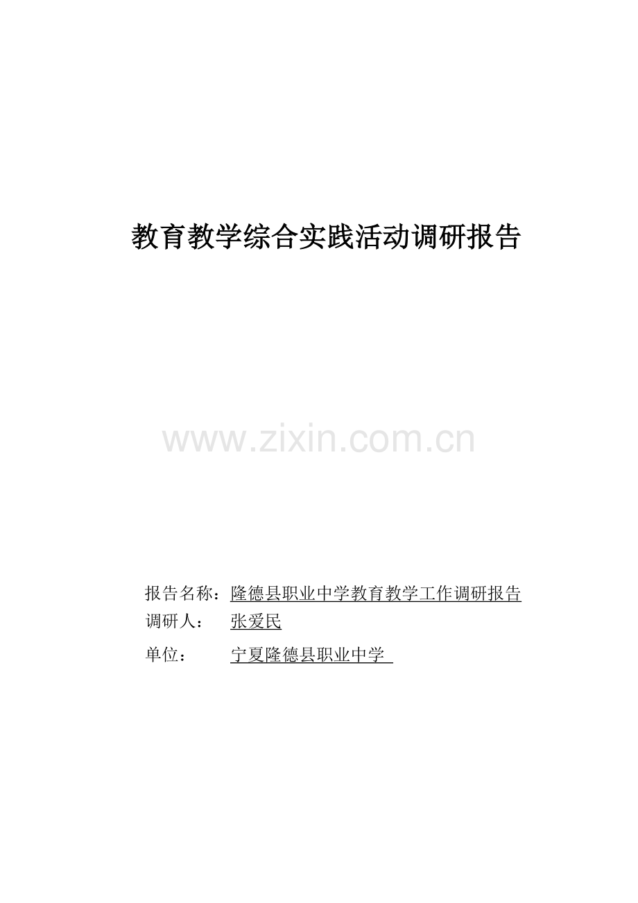 教育教学综合实践活动调研报告.doc_第1页