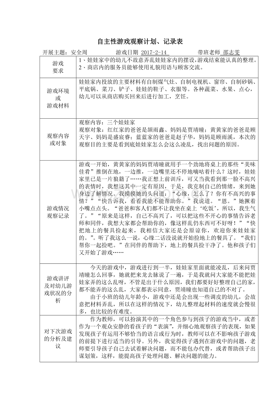 小班下学期自主性游戏观察记录.doc_第2页