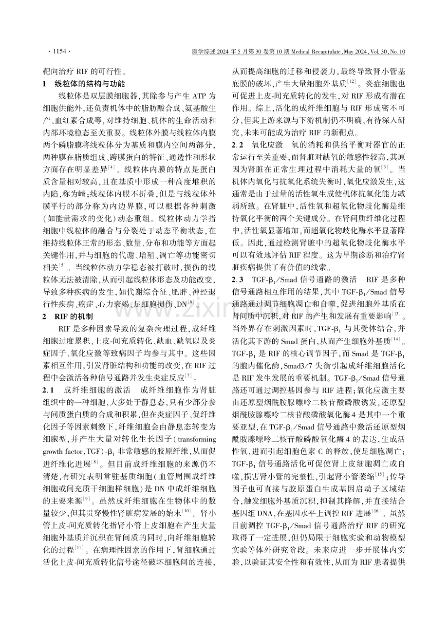 线粒体损伤与糖尿病肾病肾间质纤维化的研究进展 (1).pdf_第2页