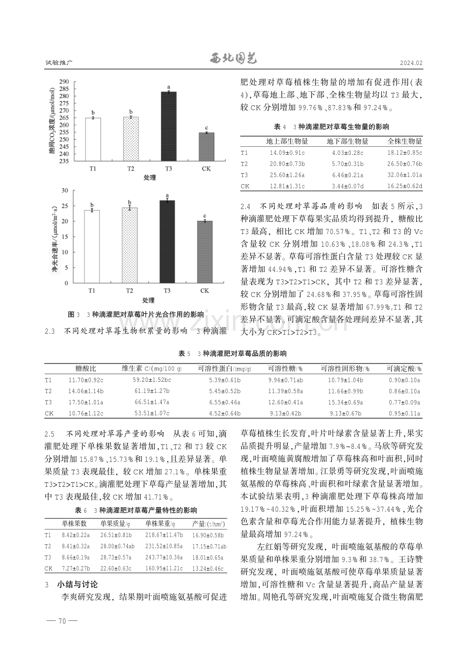 三种滴灌肥对草莓生长、品质及产量的影响.pdf_第3页