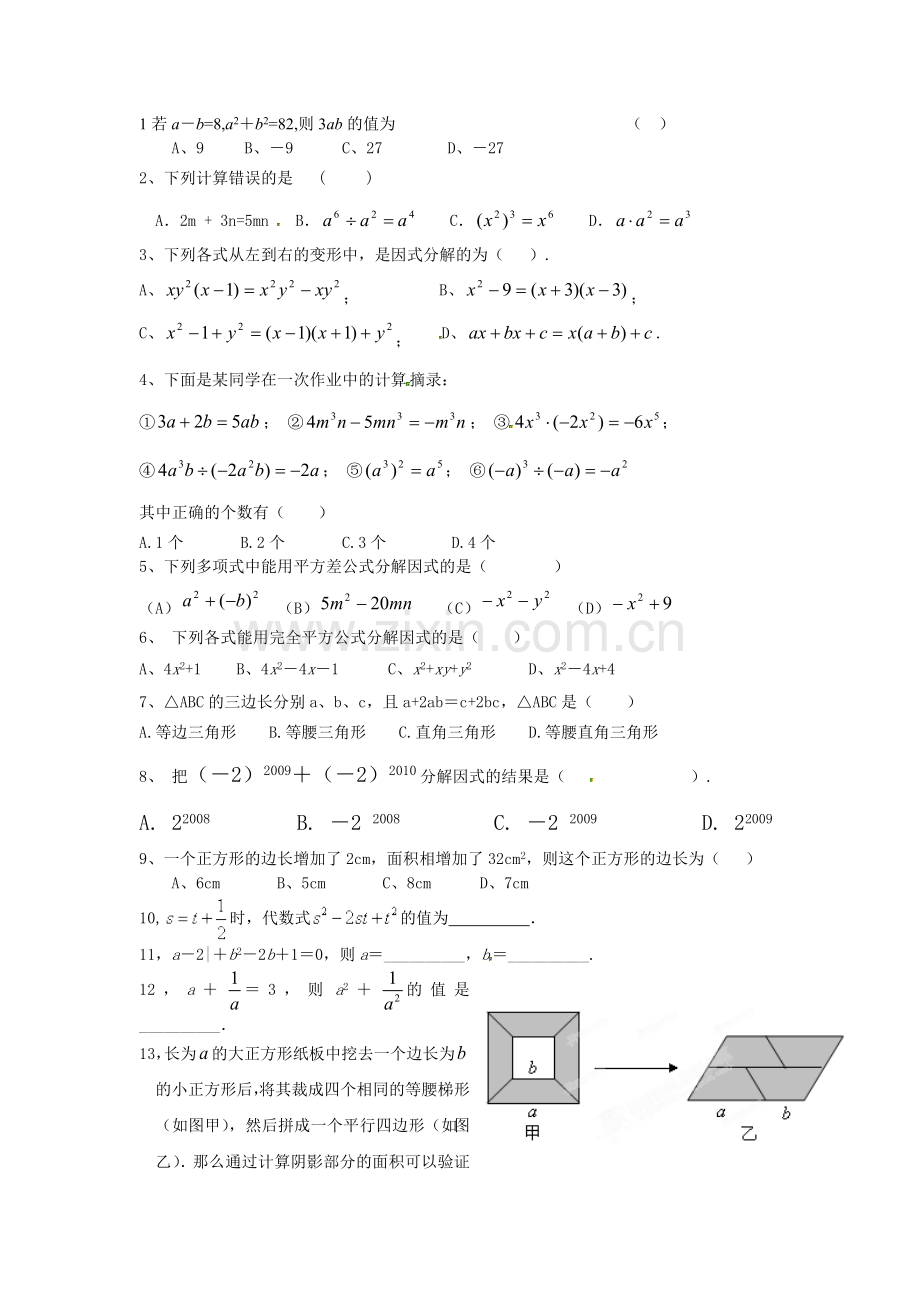 整式乘法与因式分解练习题.doc_第1页