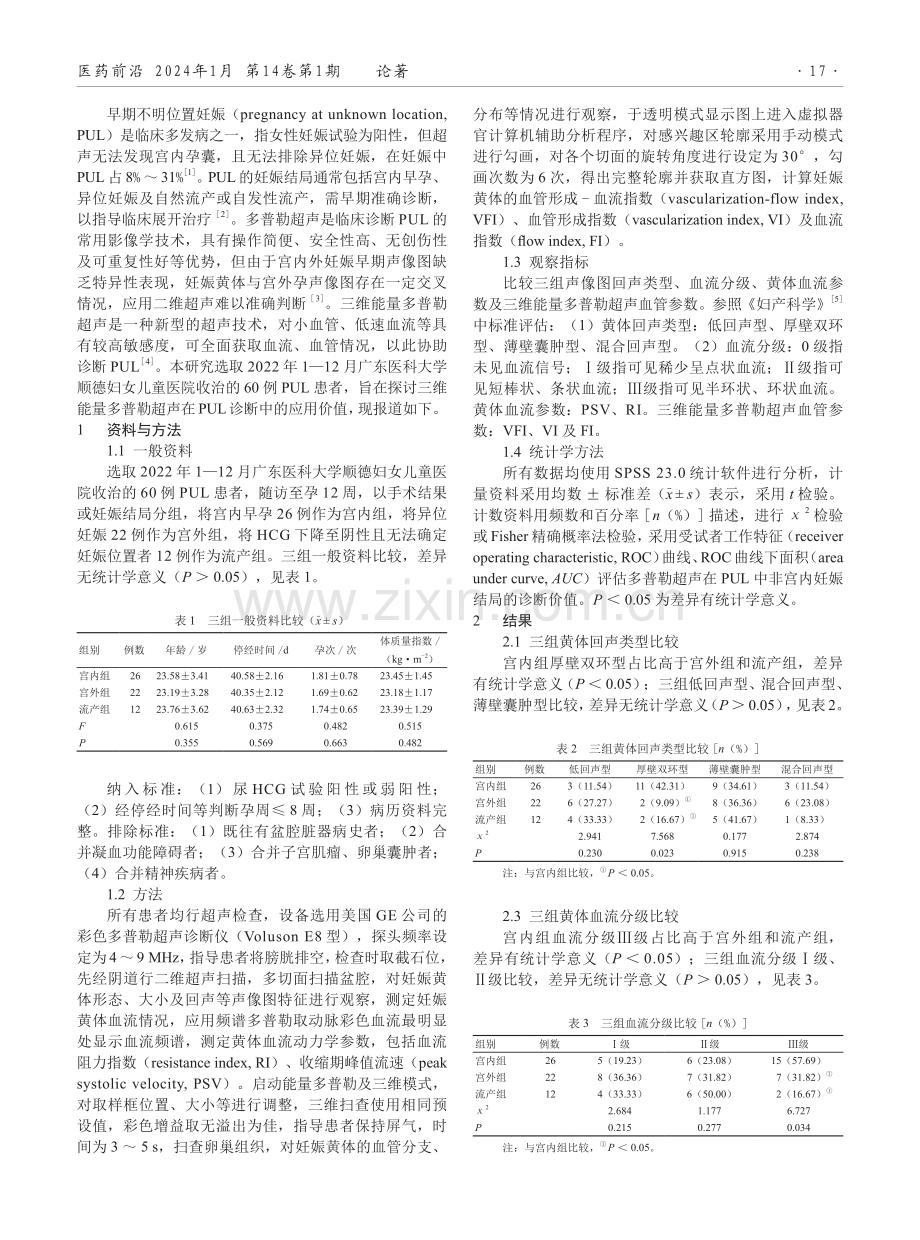 三维能量多普勒超声在早期不明位置妊娠诊断中的应用价值.pdf_第2页