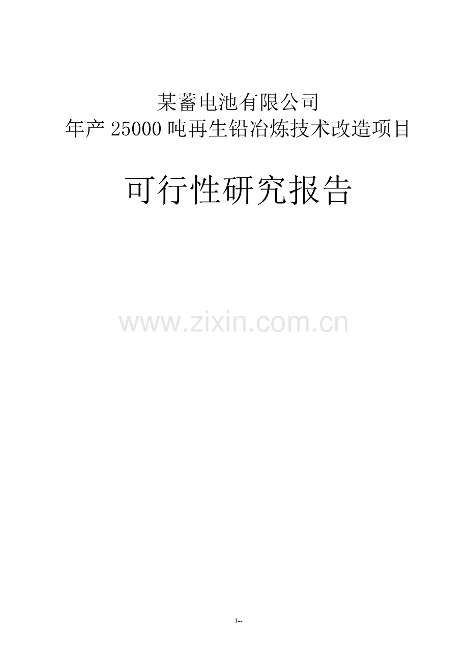 年产25000吨再生铅冶炼技术改造项目建设可行性研究报告1.doc_第1页