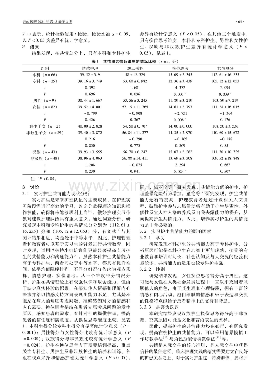 实习护生共情现状的调查分析.pdf_第2页