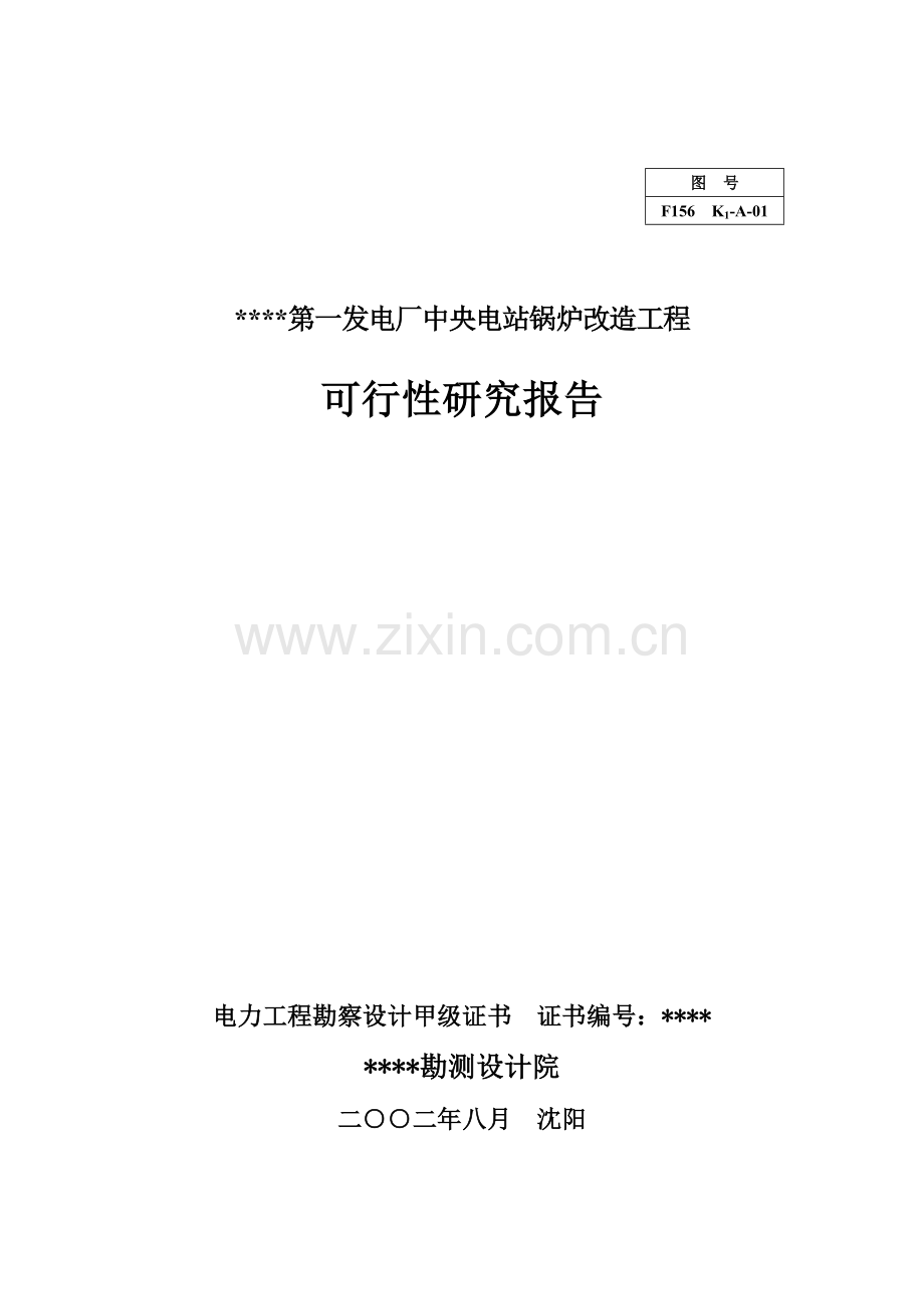 发电厂中央电站锅炉改造工程可行性研究报告.doc_第1页