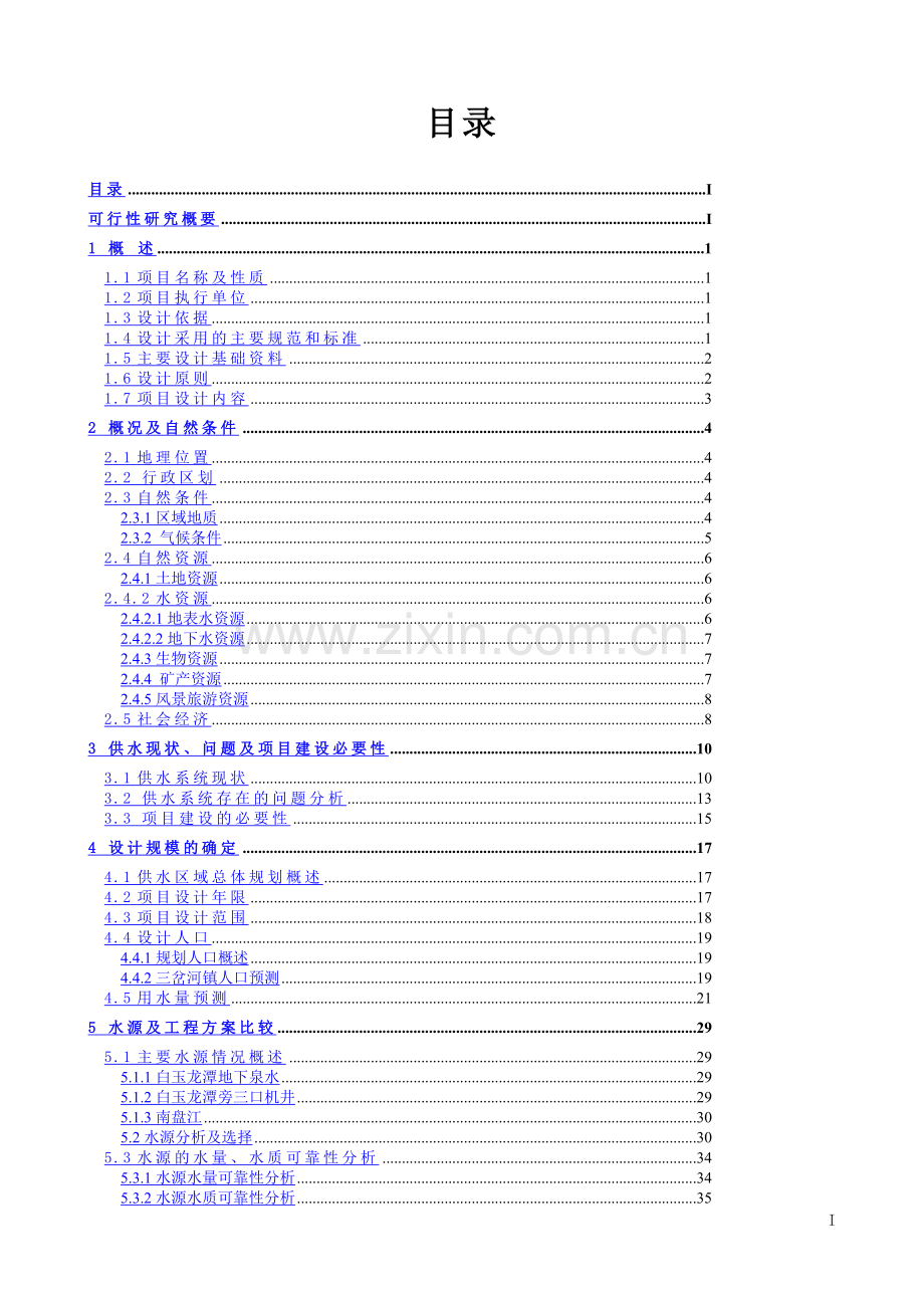 三岔河镇供水改扩建工程可行性研究报告.doc_第1页