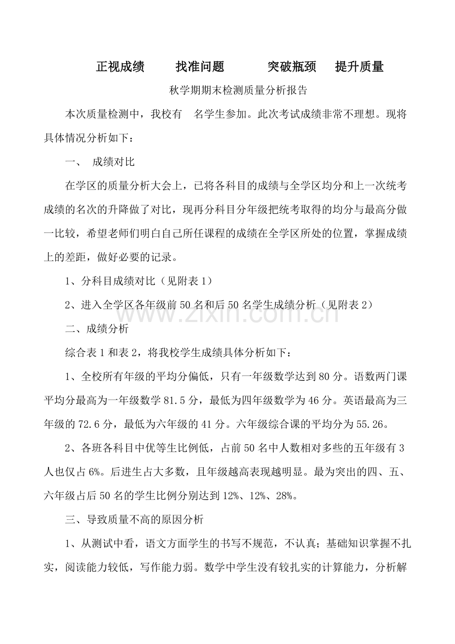 学校教学质量分析报告分享.doc_第1页