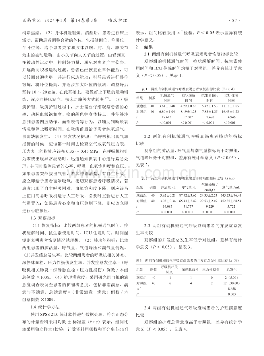 早期康复护理在ICU有创机械通气呼吸衰竭患者中的应用效果.pdf_第2页