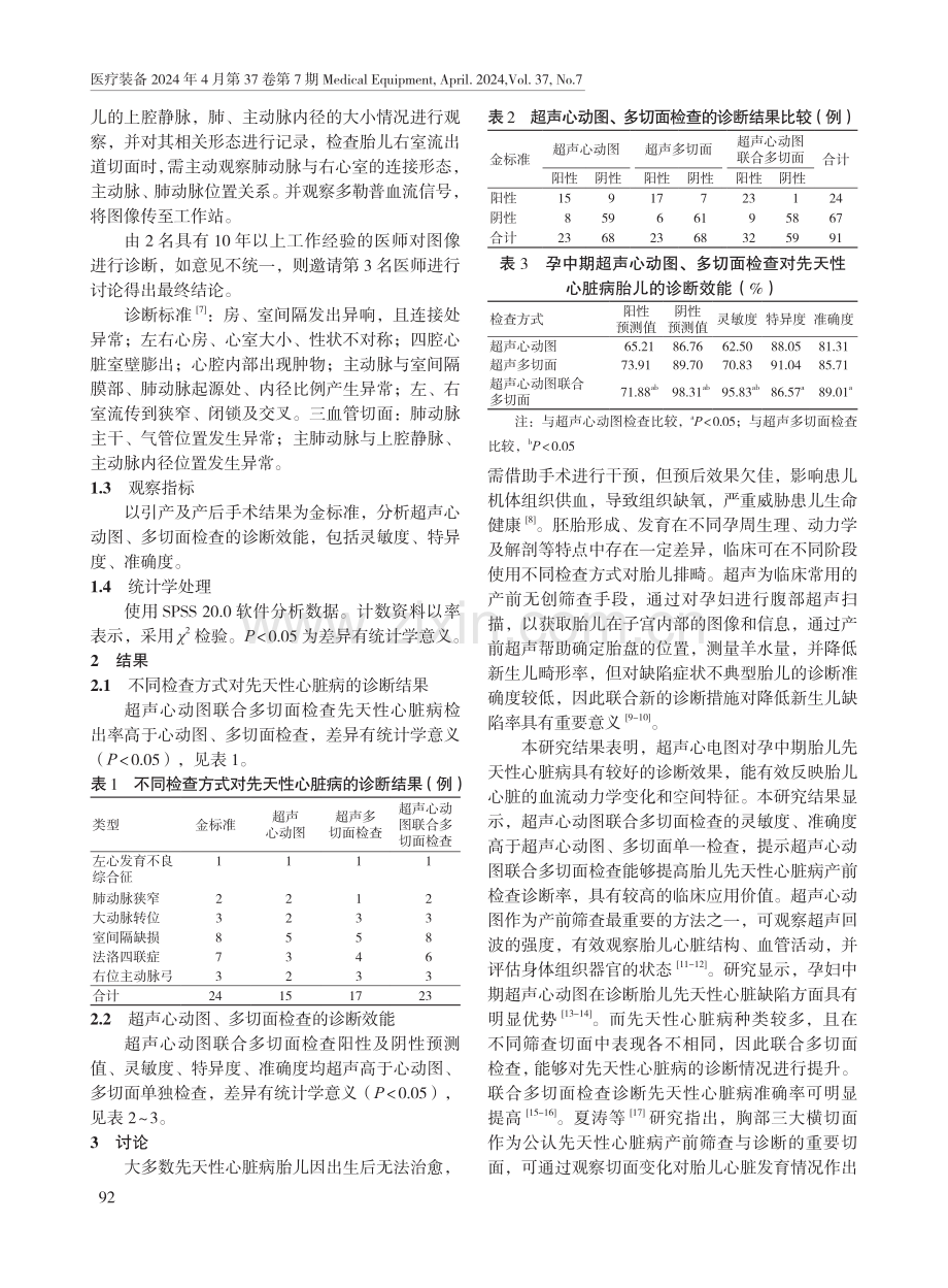 孕中期超声心动图联合多切面检查对先天性心脏病胎儿的诊断价值.pdf_第2页