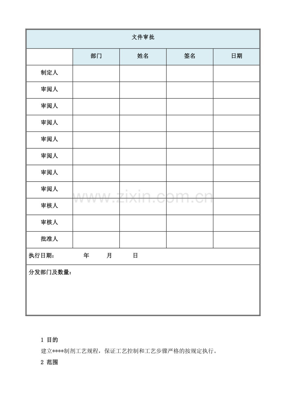 制剂工艺规程模板.doc_第1页