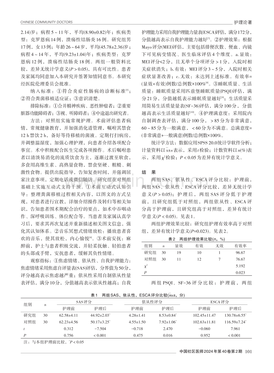 互动式支持干预在粪菌移植患者护理中的应用价值.pdf_第2页