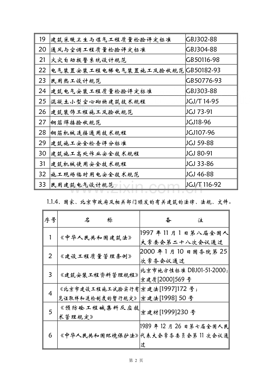 京北某住宅小区工程施工组织设计-学位论文.doc_第2页