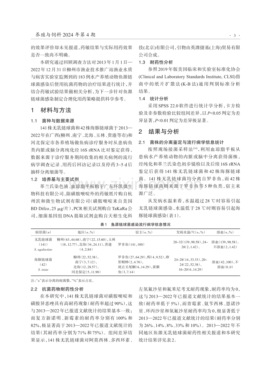 鱼源无乳链球菌和海豚链球菌耐药性及合理用药研究.pdf_第3页