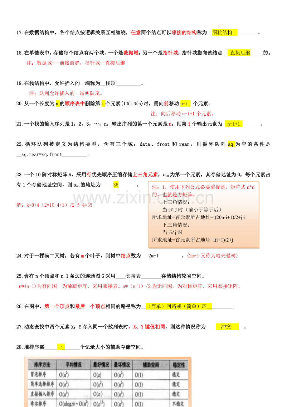 全国2010年1月自考数据结构导论考试试题-答案-笔记.doc_第3页