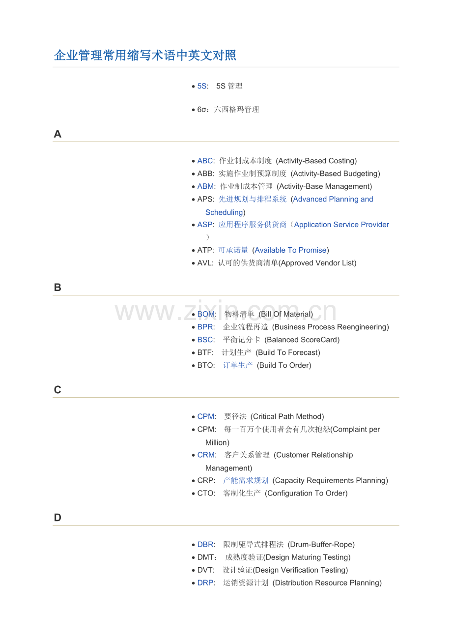 企业管理常用缩写术语中英文对照.doc_第1页