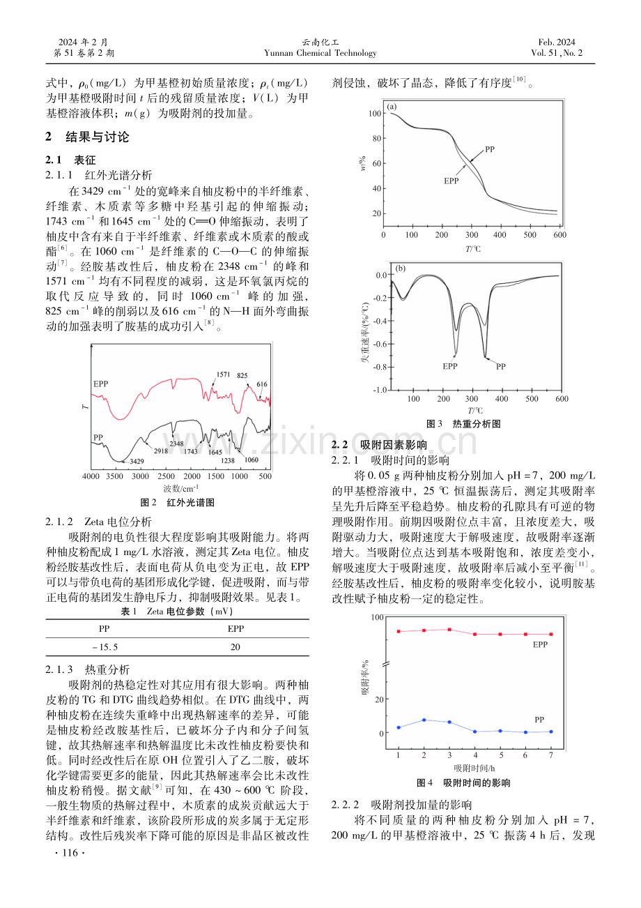 乙二胺改性柚皮粉对甲基橙的吸附机理探究.pdf_第2页