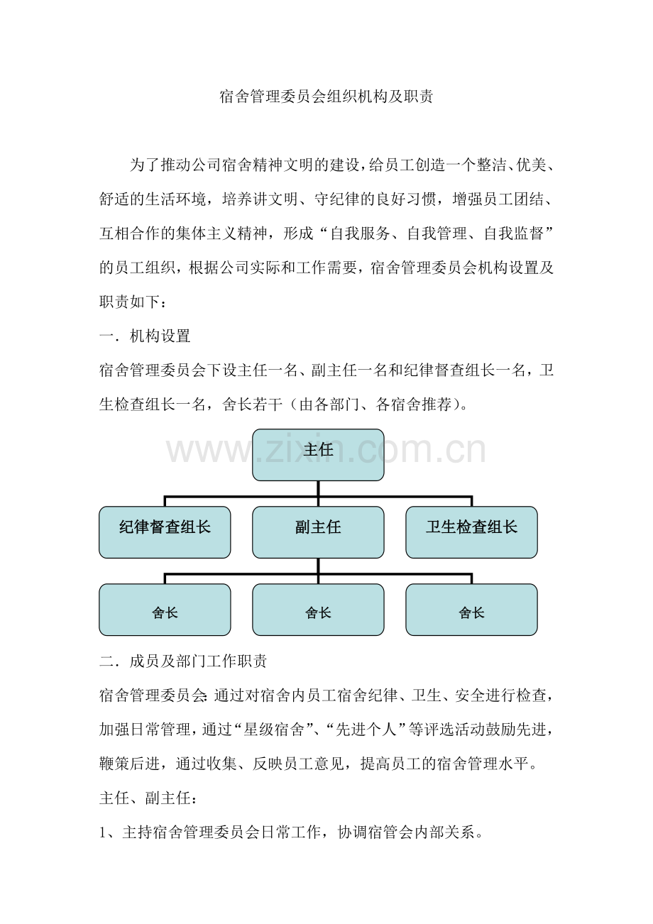 宿舍管理委员会组织机构及职责.doc_第1页