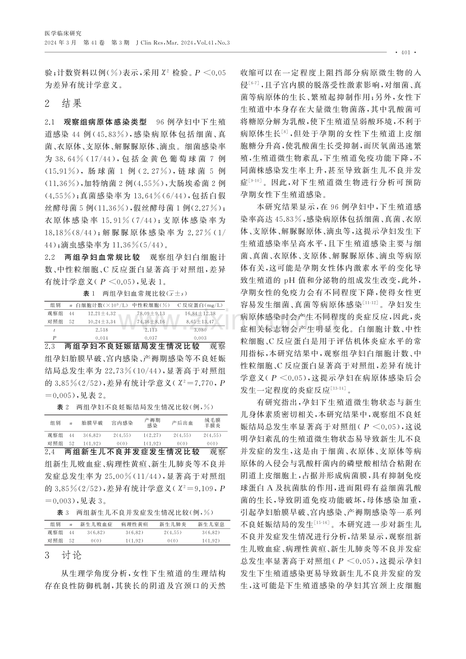 孕妇下生殖道感染状态下微生物紊乱情况及对妊娠结局的影响.pdf_第3页