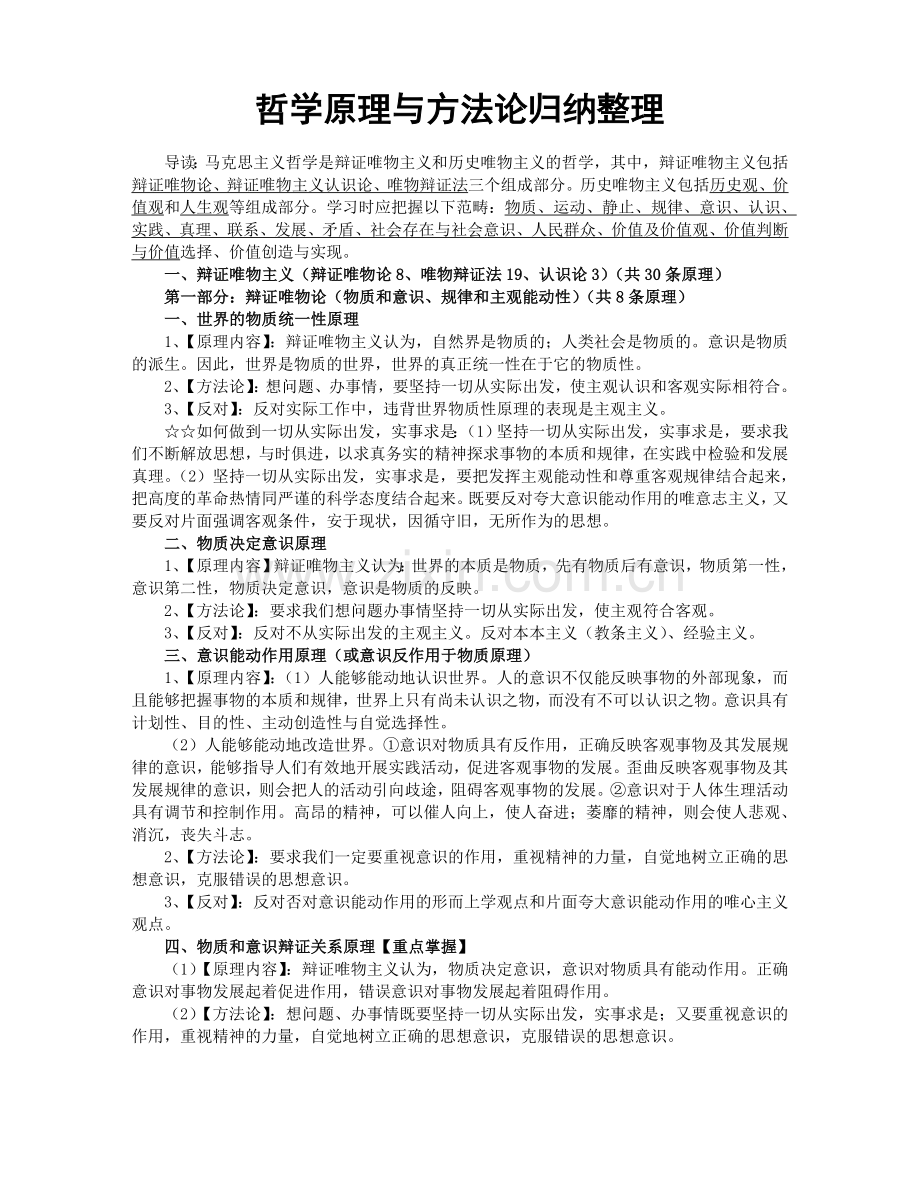 哲学原理与方法论归纳整理.doc_第1页