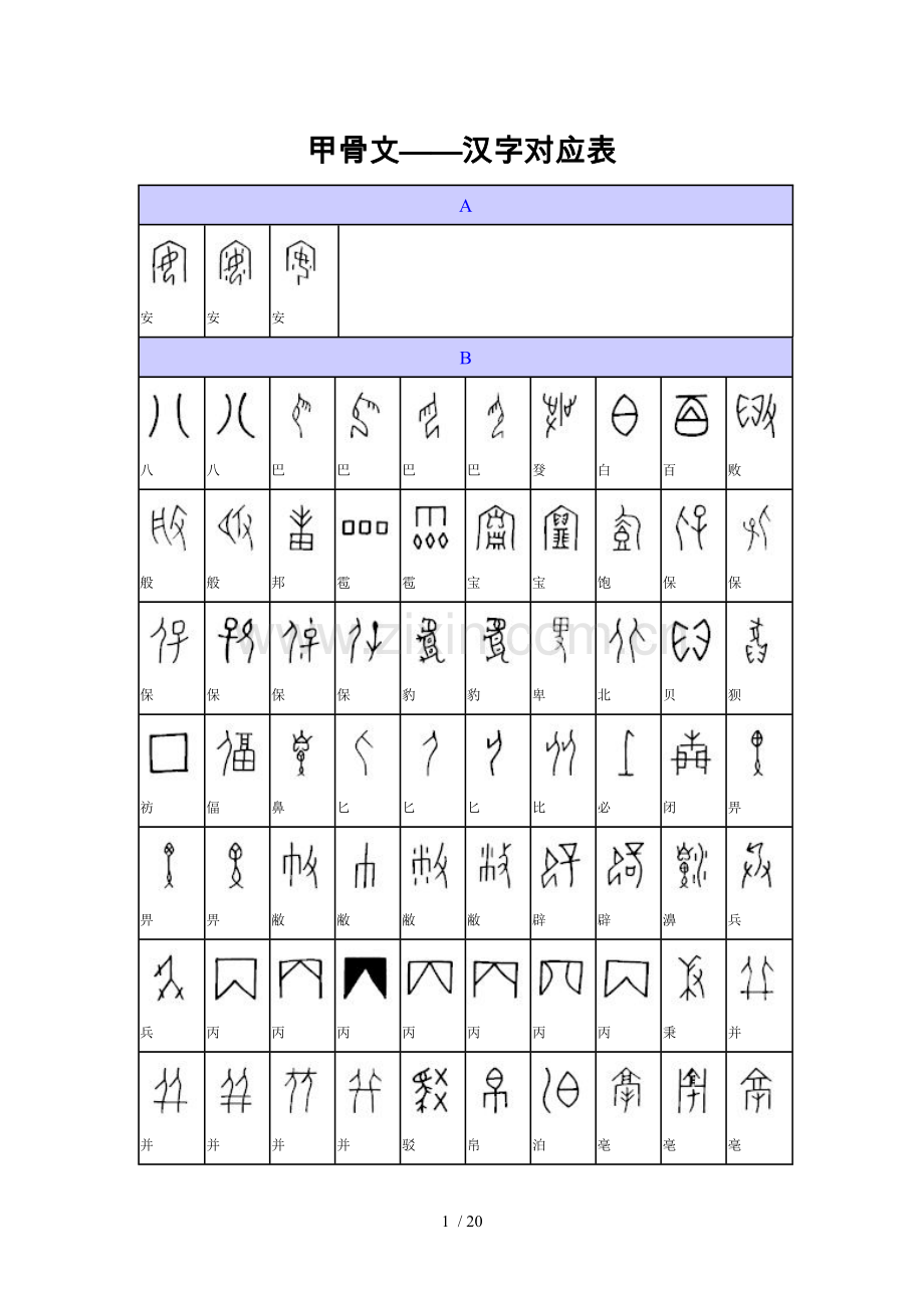 《甲骨文—汉字对照表》.doc_第1页