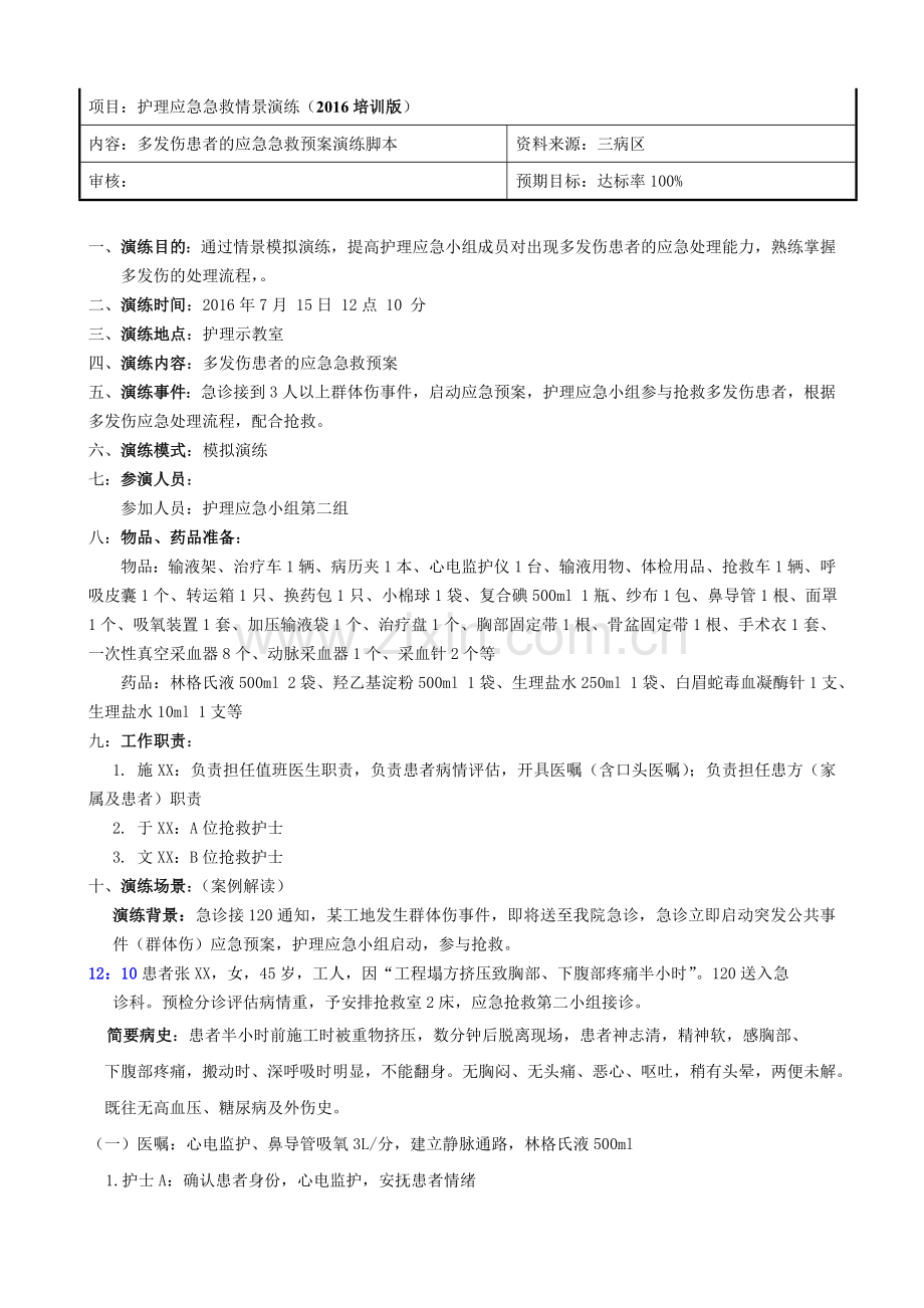 多发伤急救预案演练脚本.doc_第1页