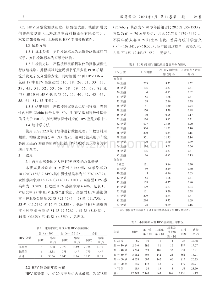 自贡市部分地区人群人乳头状瘤病毒感染状况及分布特点分析.pdf_第2页