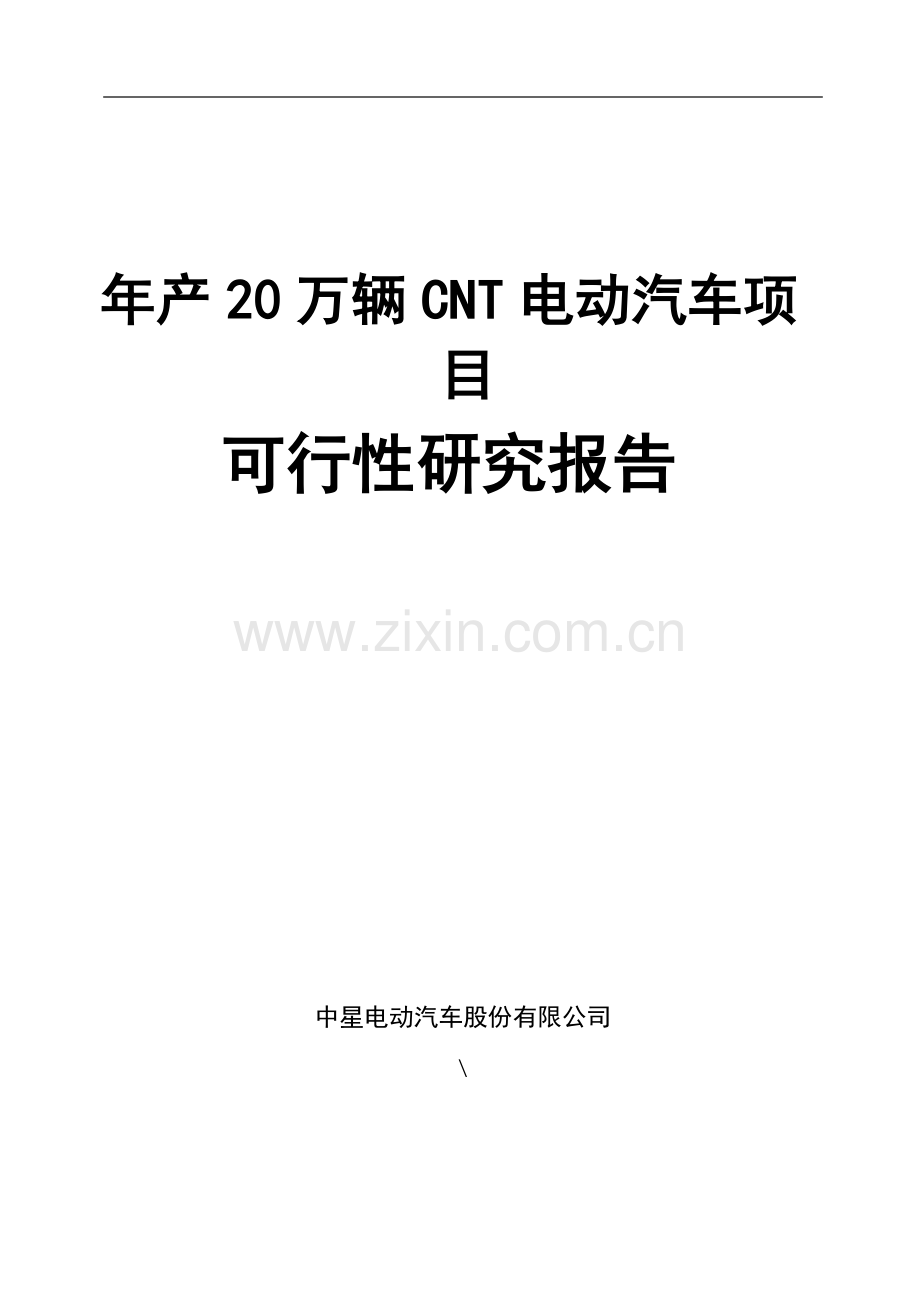 20万辆ct电动汽车项目可行性研究报告.doc_第1页