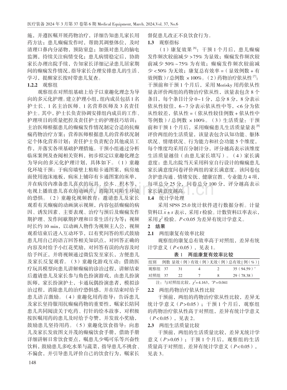 以童趣化理念为导向的多元化护理在学龄前癫痫患儿中的应用效果.pdf_第2页