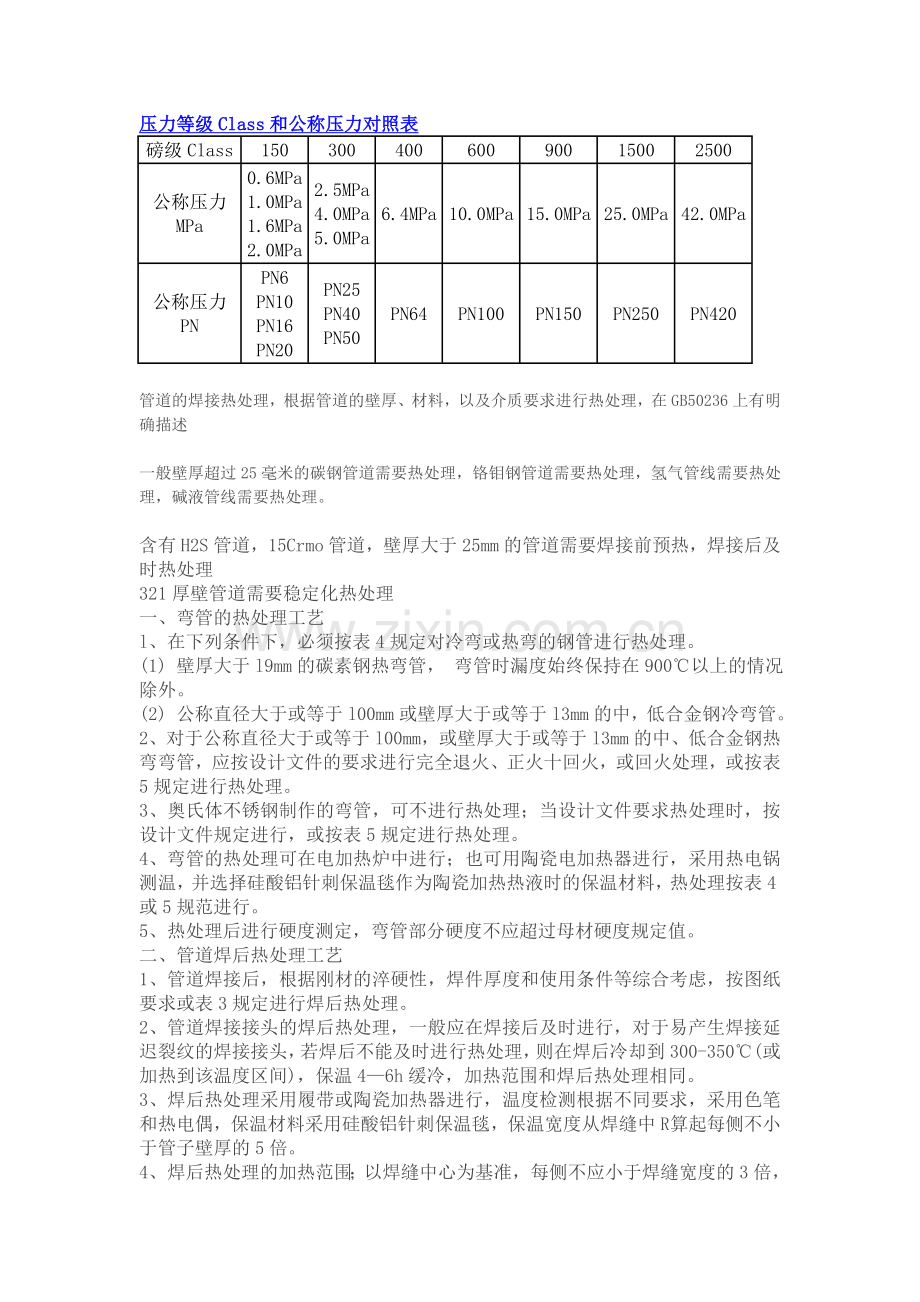 压力等级Class和公称压力对照表.doc_第1页