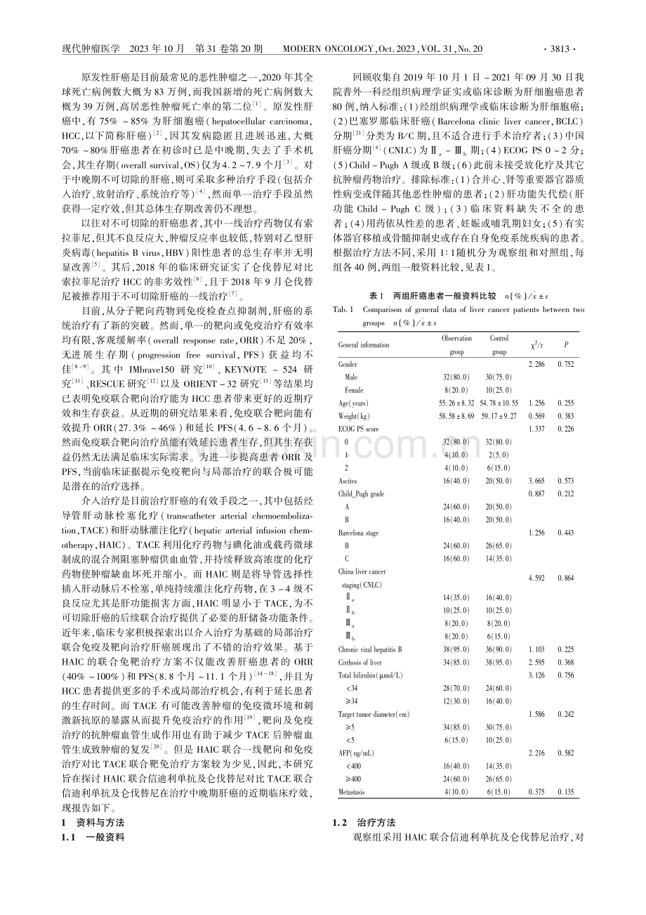 介入治疗联合仑伐替尼及信迪利单抗治疗中晚期肝癌的近期疗效观察.pdf_第2页