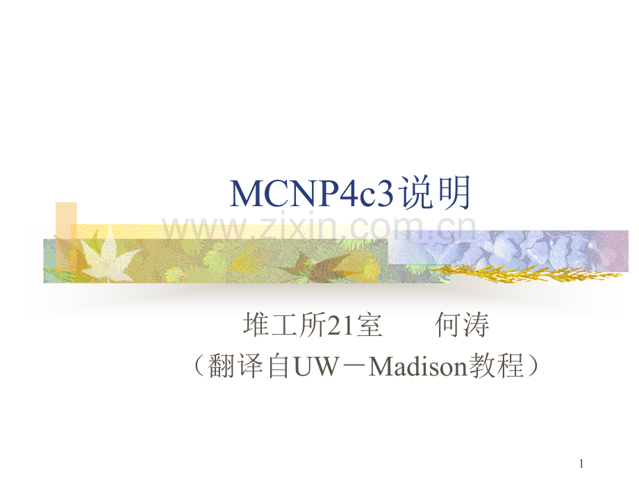 MCNP使用说明PPT学习课件.ppt_第1页