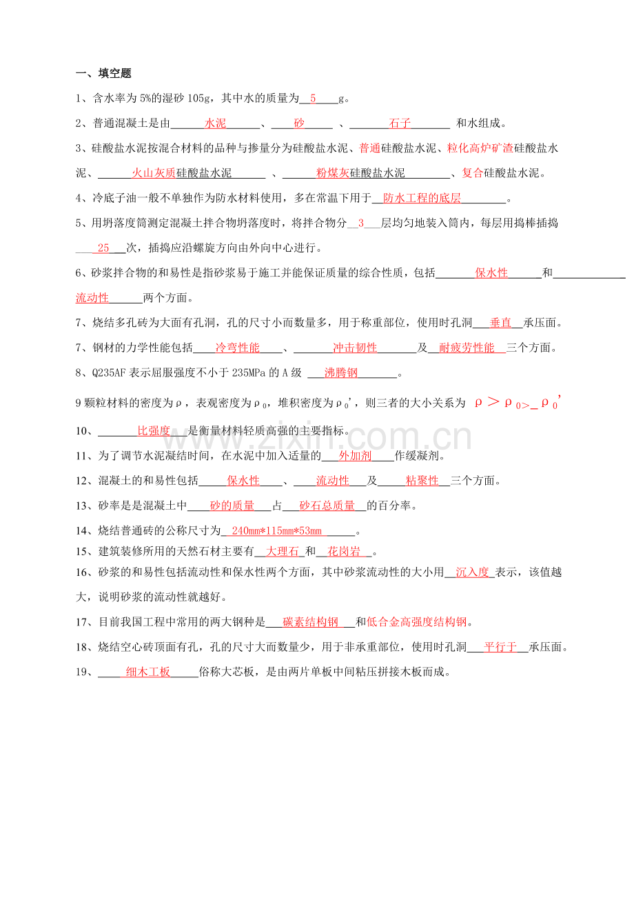 附答案-建筑材料复习题-计算题私聊-.doc_第1页