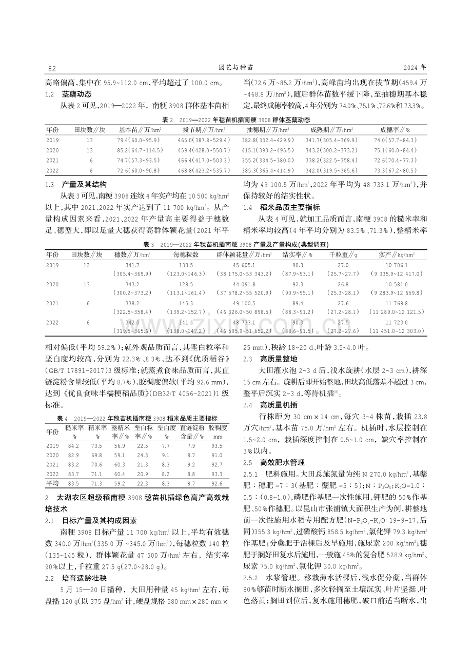 超级稻南粳3908在太湖农区毯苗机插种植表现及绿色高产高效栽培技术.pdf_第2页