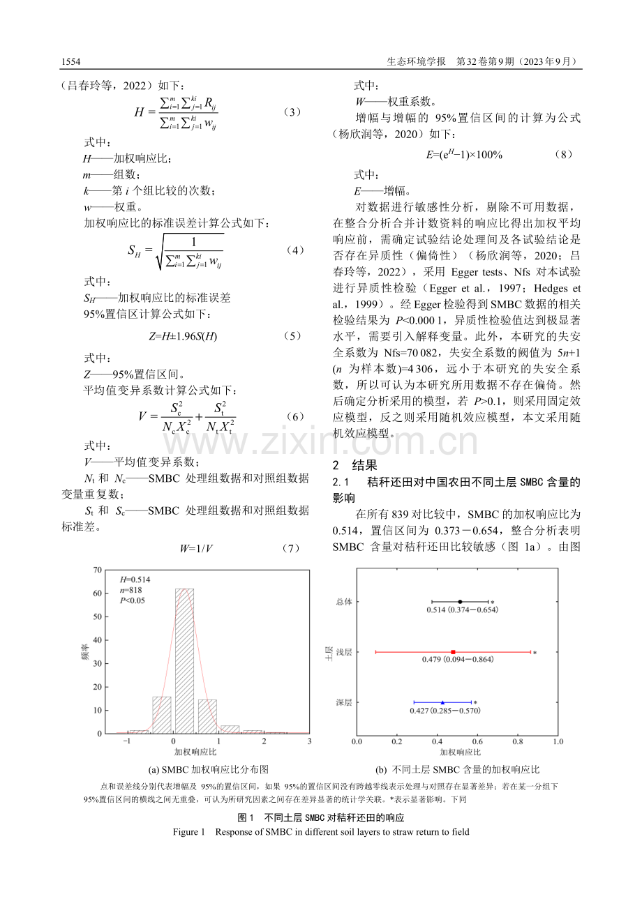 秸秆还田下中国农田土壤微生物生物量碳变化及其影响因素的Meta分析.pdf_第3页