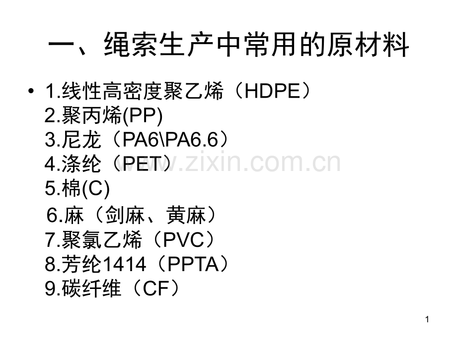 绳索生产中常用的原材料演示幻灯片.ppt_第1页