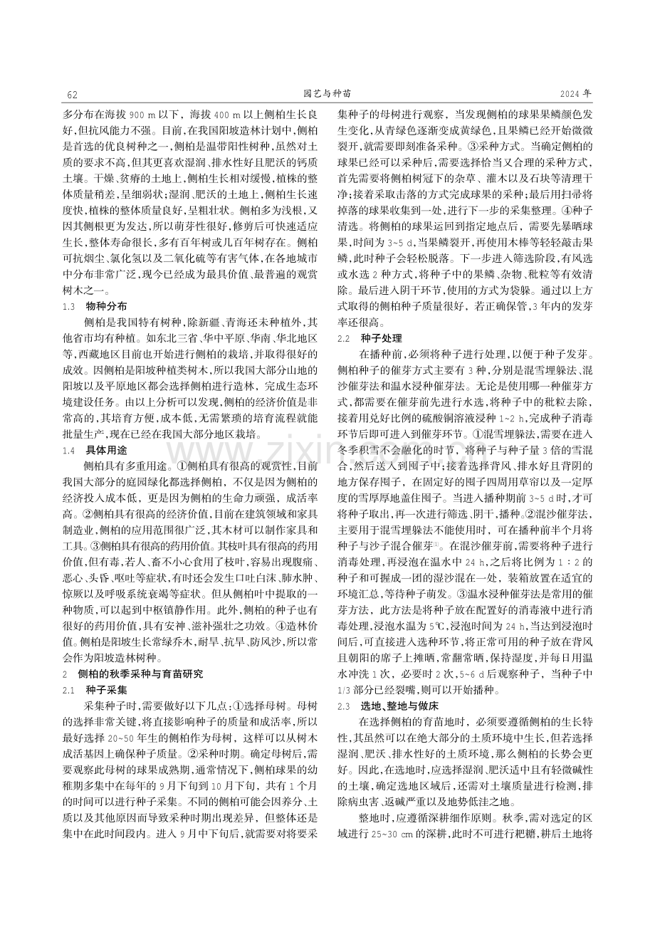 侧柏的秋季采种与育苗研究.pdf_第2页