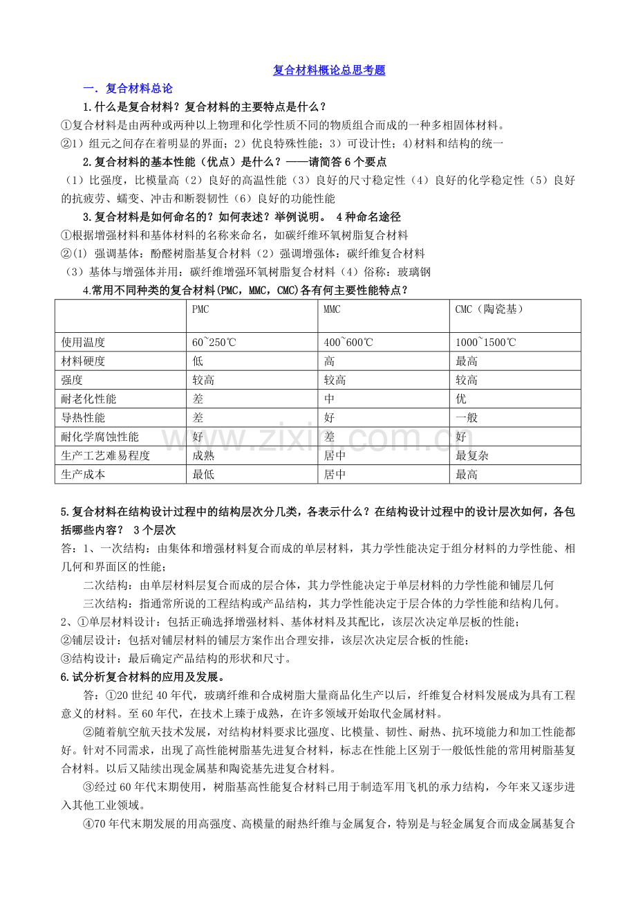 复合材料总思考题及参考答案.doc_第1页