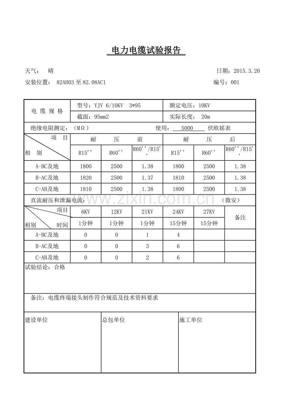 高压电力电缆试验报告.doc_第1页