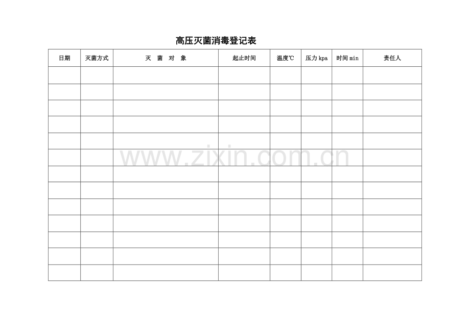 高压消毒灭菌记录表.doc_第1页