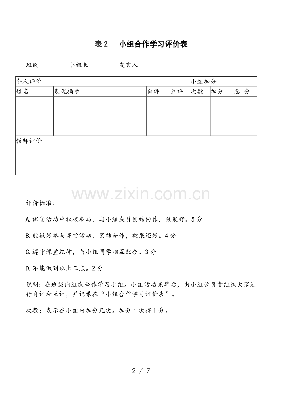 小组课堂合作学习评价表.doc_第2页