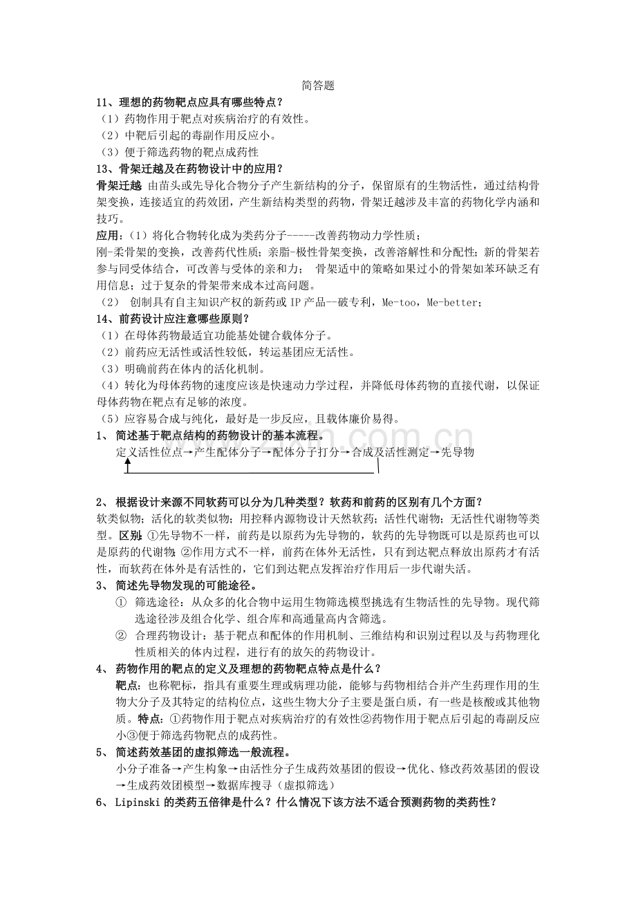 药物设计学简答题.doc_第1页