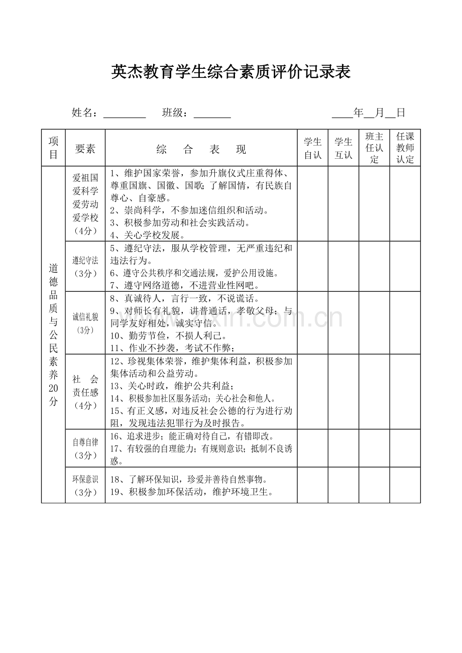 学生综合素质评价记录表.doc_第1页