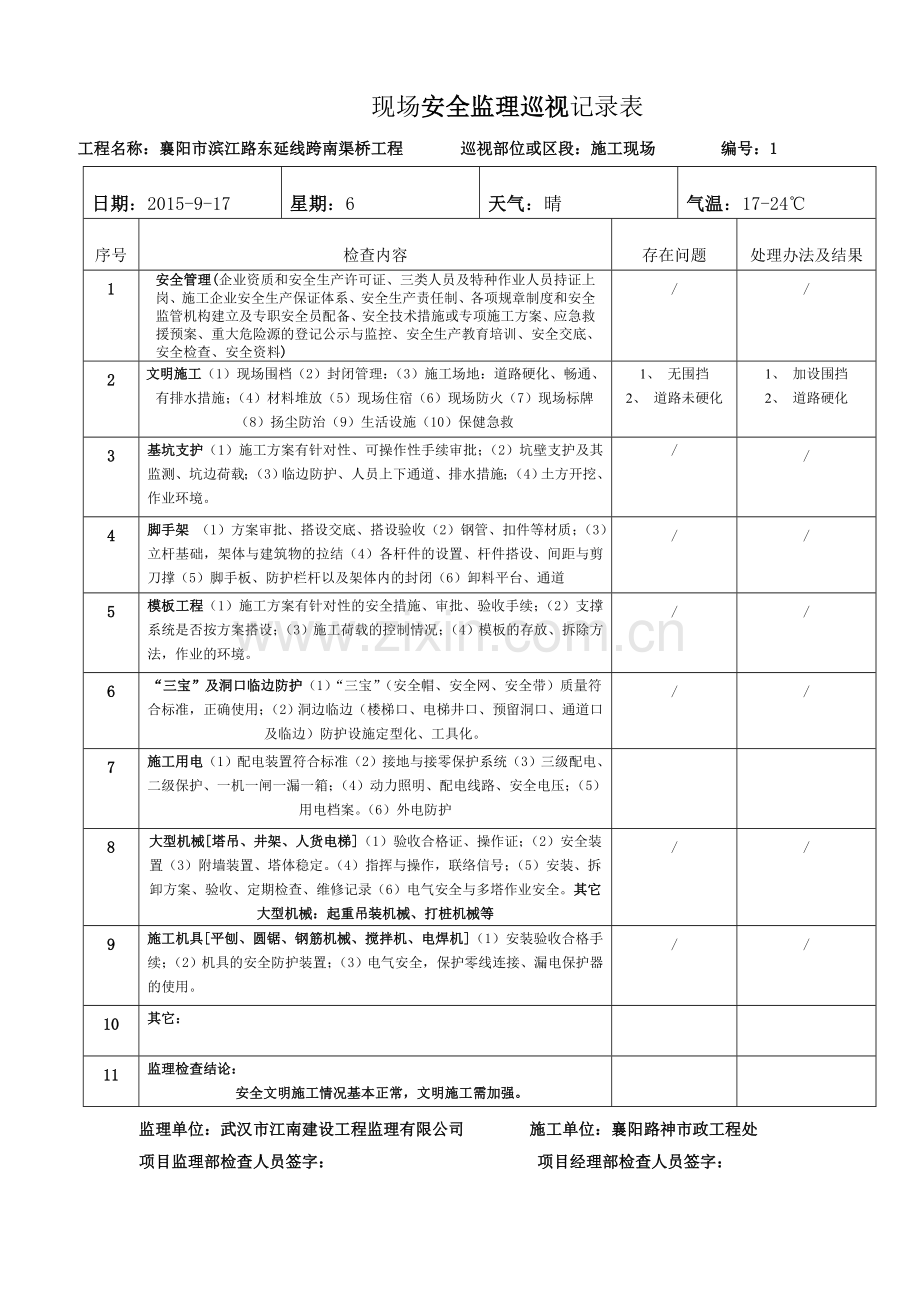 现场安全监理巡视记录表.doc_第1页